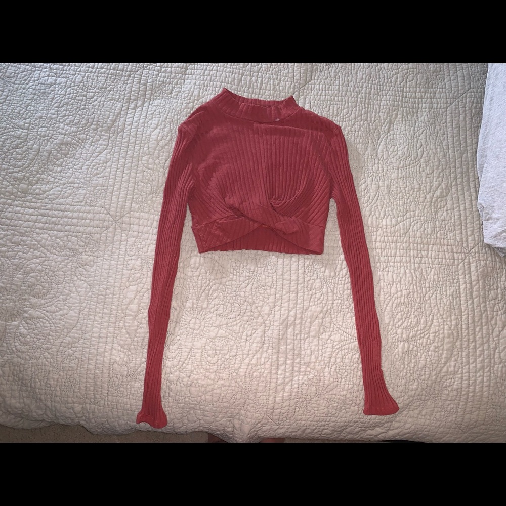 Auburn long sleeve crop top half turtle neck shirt